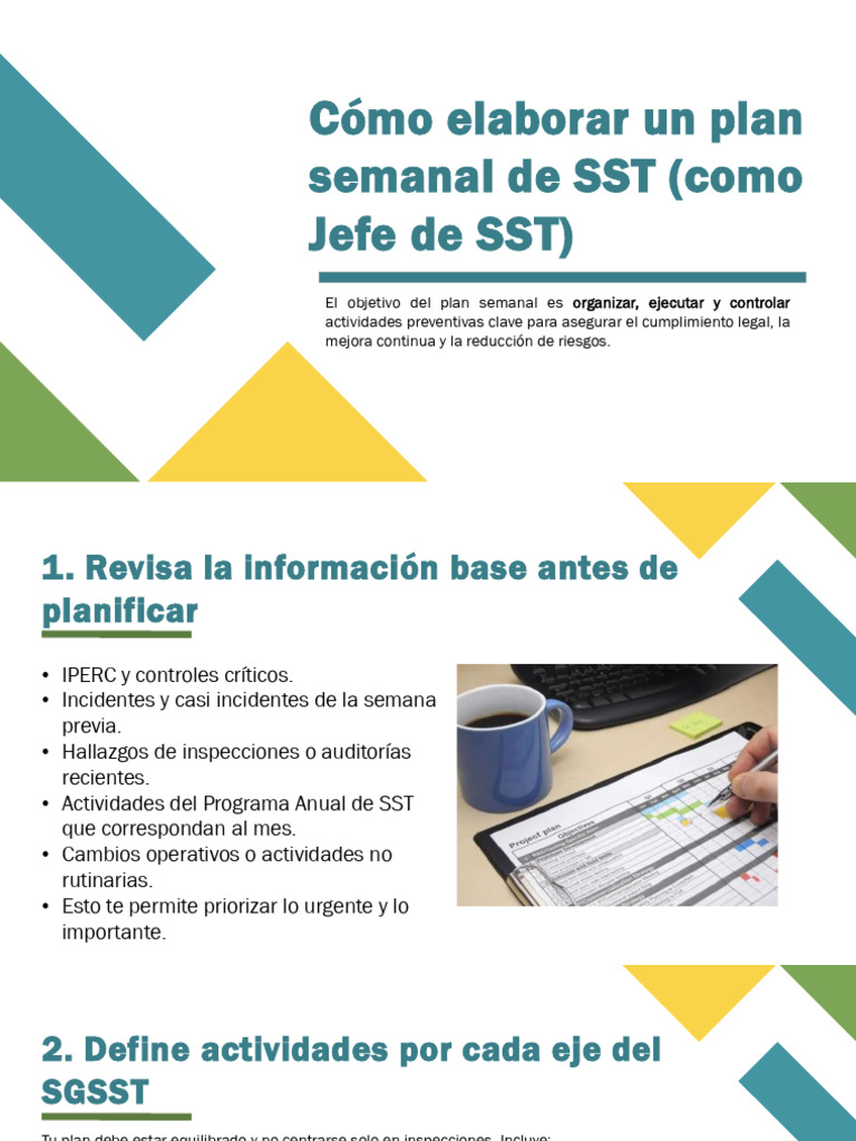 Como Elaborar Un Plan Semanal de SST (Como Jefe de SST) - 1 | PDF