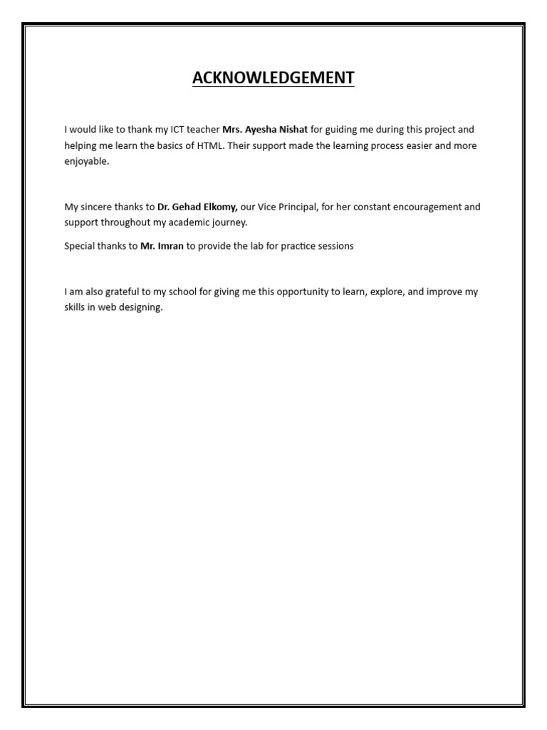 Acknowledgement Page | PDF
