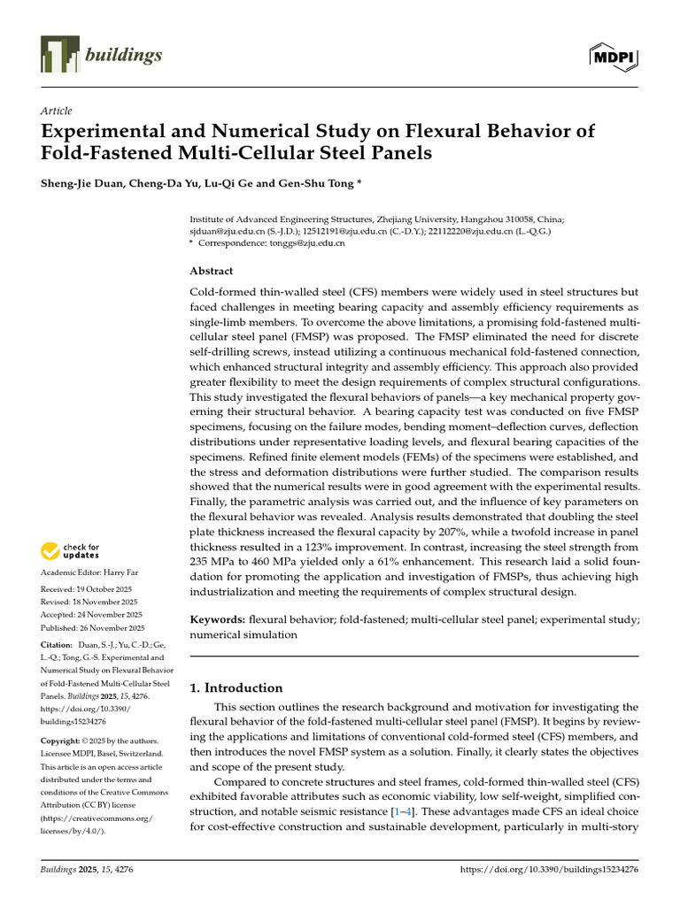 Flexural Behavior of Multi-Cellular Steel Panels | PDF | Buckling ...