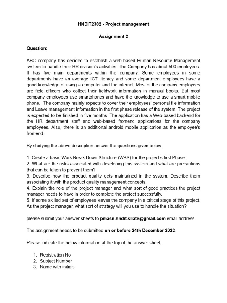 HR Management System Project Plan | PDF