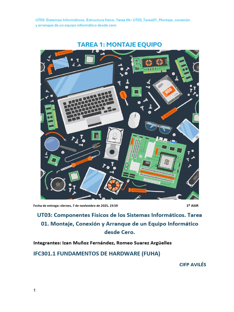 UT03 Tarea01 Montaje Equipo. | PDF | Hardware de la computadora | Arranque