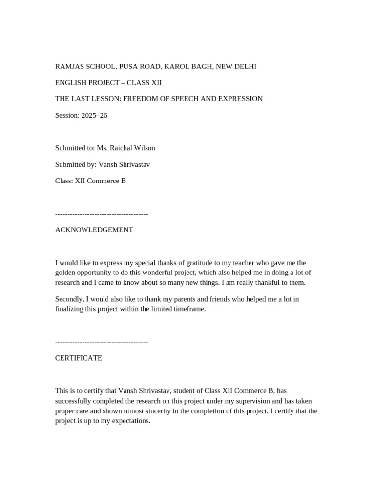 Ramjas Class 12 English Project 18 20 Pages | PDF | Human Communication