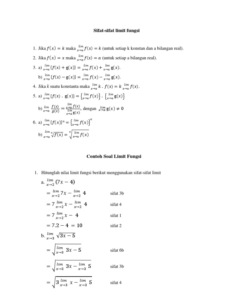 Soal Dan Pembahasan Limit Fungsi