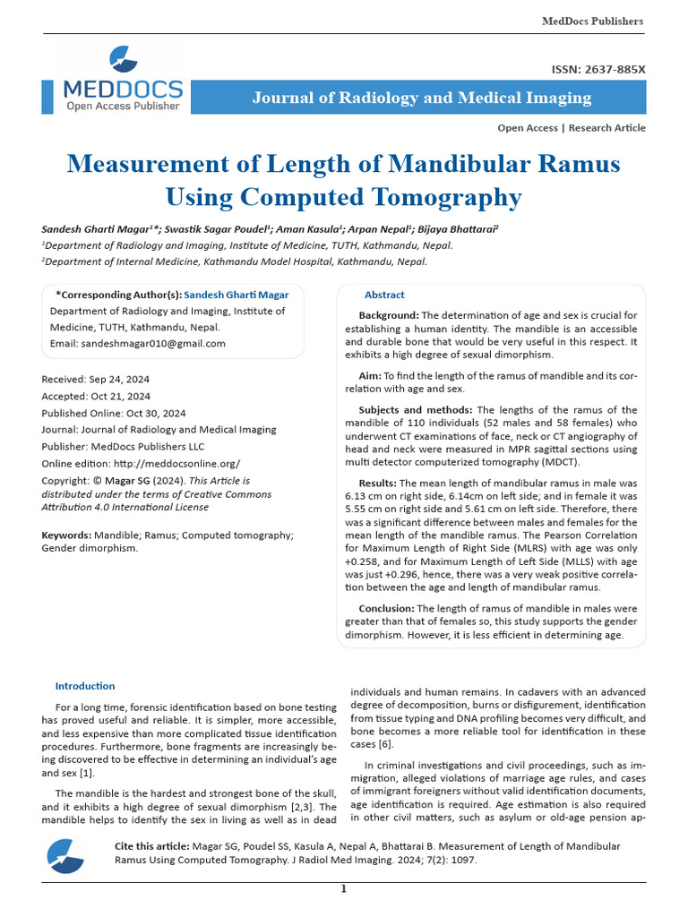 Measurement of Length of Mandibular Ramus Using Computed Tomography (1 ...