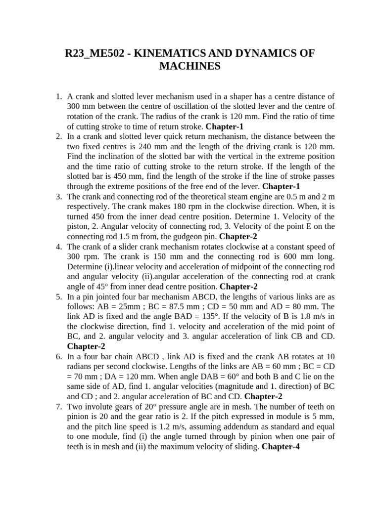 Kinematics and Dynamics of Machines | PDF | Gear | Angle