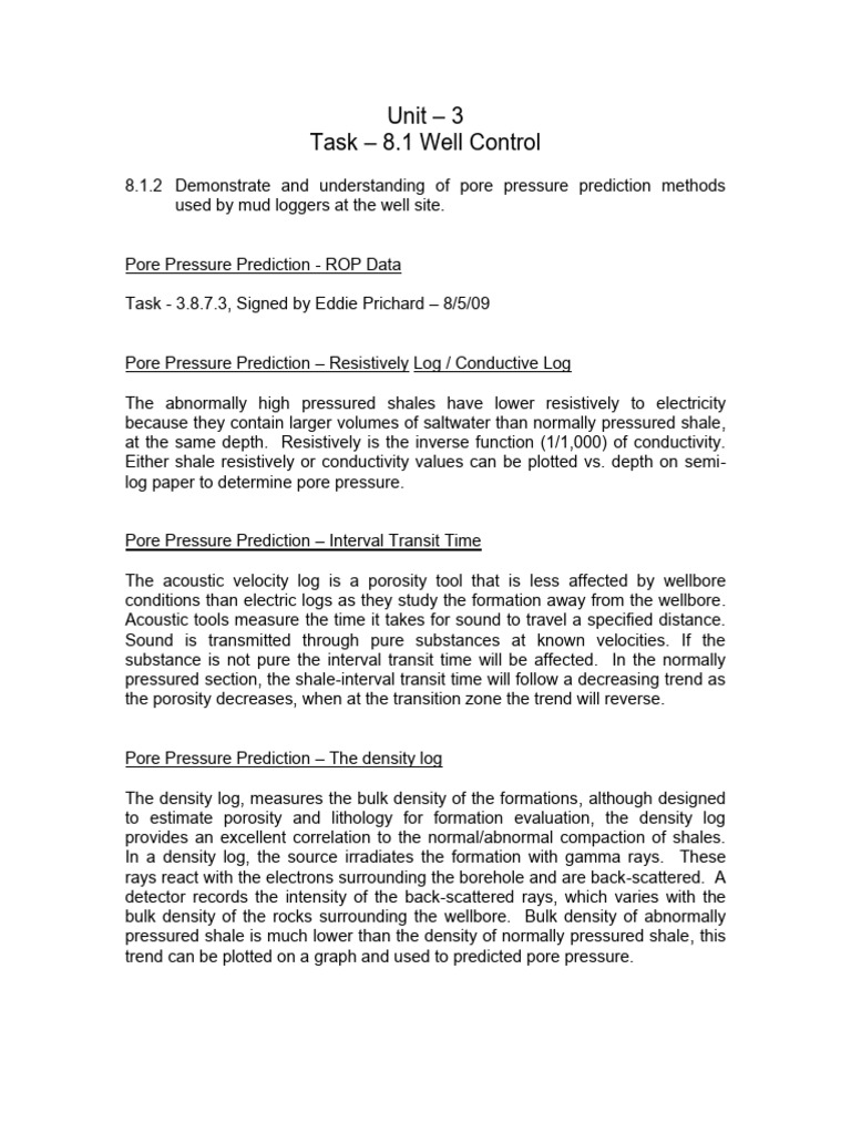Pore Pressure Prediction and Well Control | PDF | Porosity