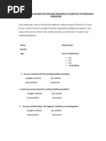 Questionnaire On Employee Welfare Measures
