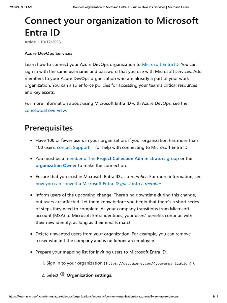 Connect Your Organization To Microsoft Entra ID | PDF