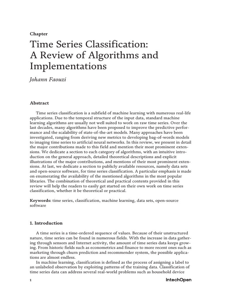 Time Series Classification Algorithms Review | PDF | Statistical ...