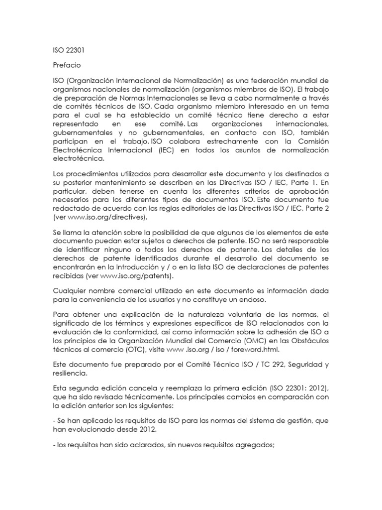 ISO 22301: Gestión de Continuidad del Negocio | PDF | Auditoría ...
