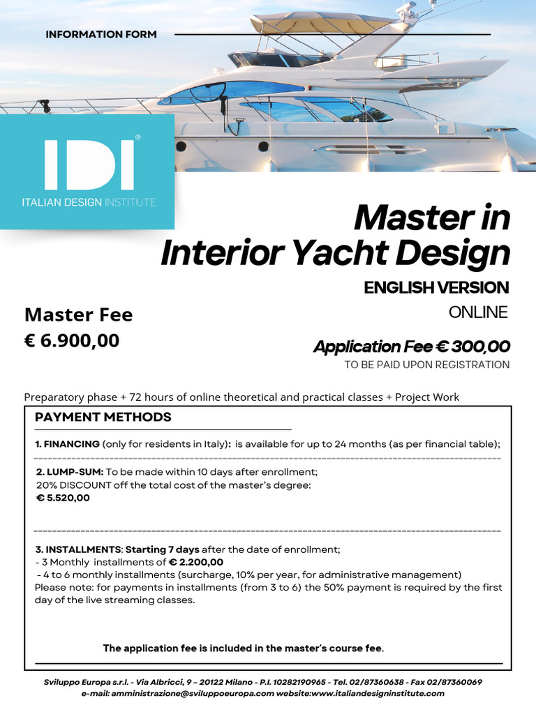 Information Form Master in Interior Yacht Design English Version | PDF