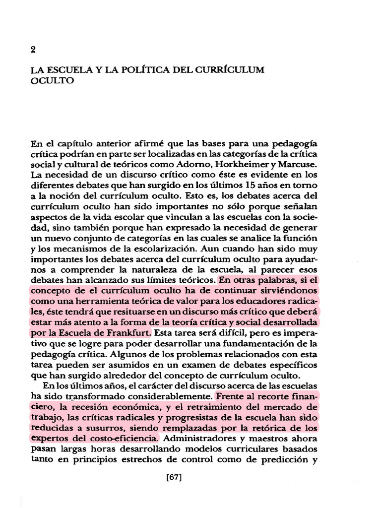 Análisis del Curriculum Oculto Escolar | PDF | Plan de estudios ...