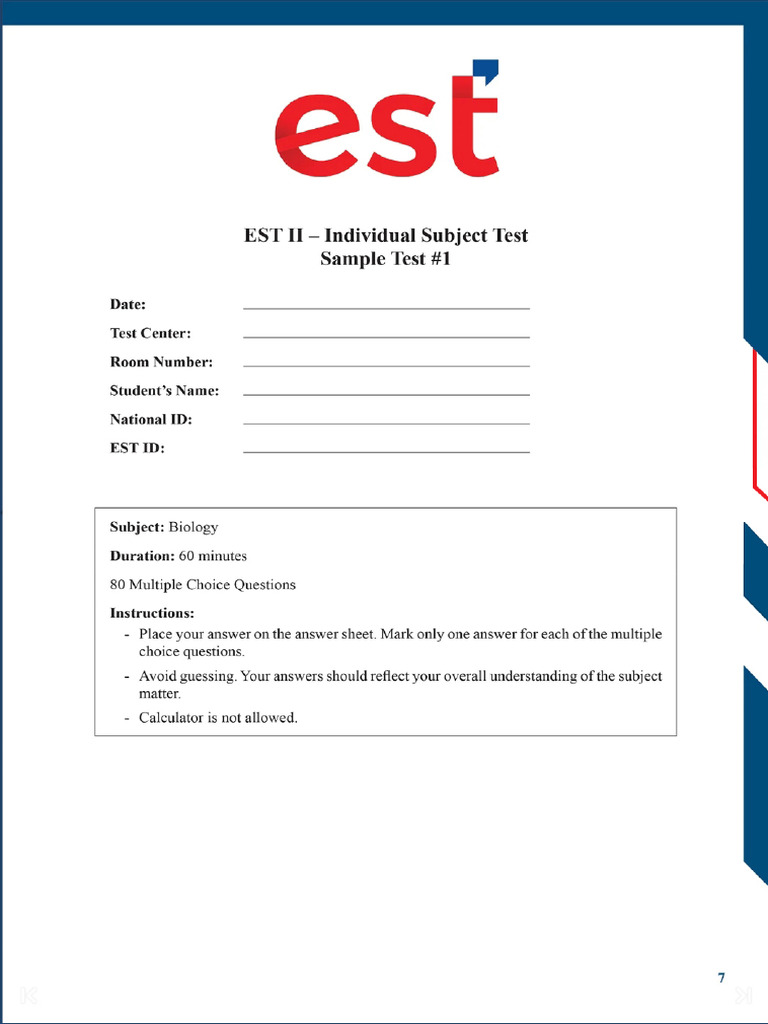 Biology EST II Sample Test Questions | PDF | Dominance (Genetics ...