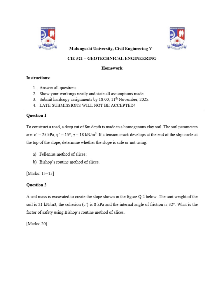 Geotechnical Engineering Homework Guide | PDF