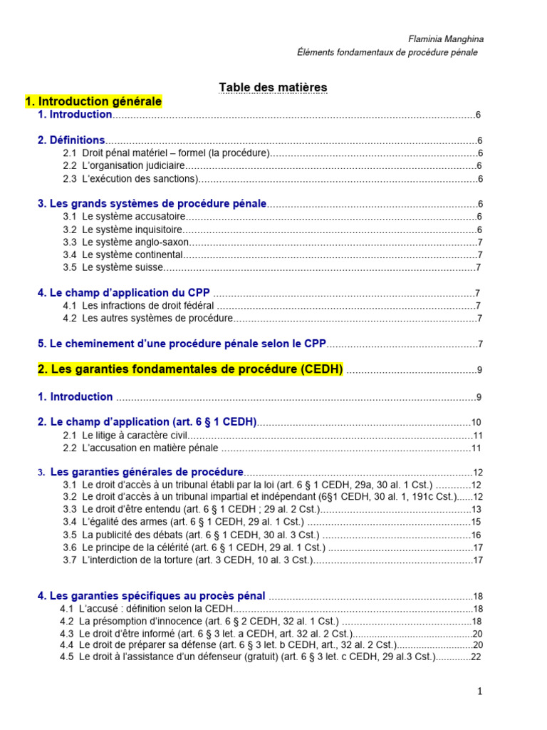 Éléments clés de la procédure pénale | PDF | Convention européenne des ...