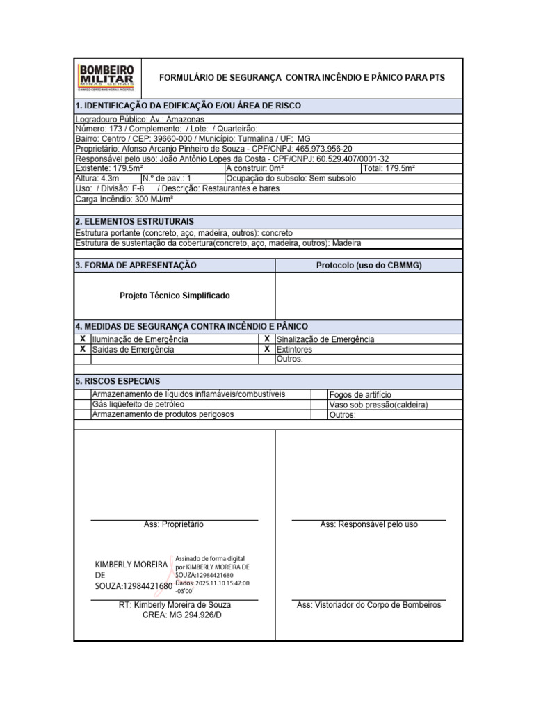 Formulário de Segurança Contra Incêndio | PDF