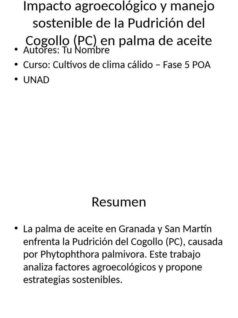 Manejo Sostenible de Pudrición del Cogollo | PDF