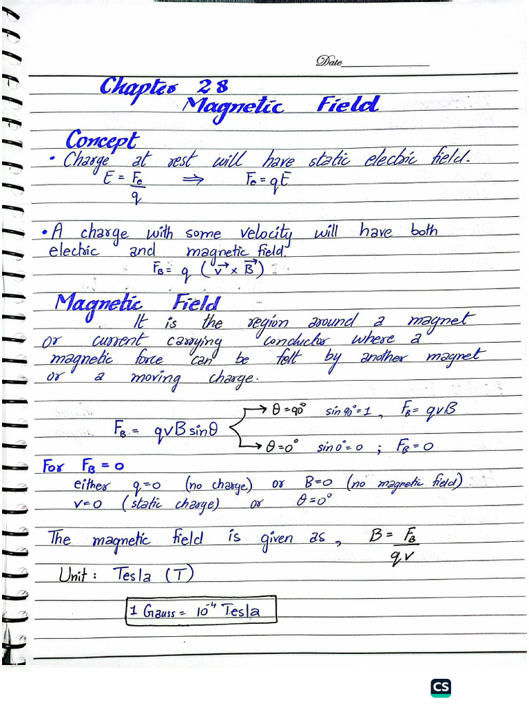 Chapter#28 - Magnetic Field | PDF