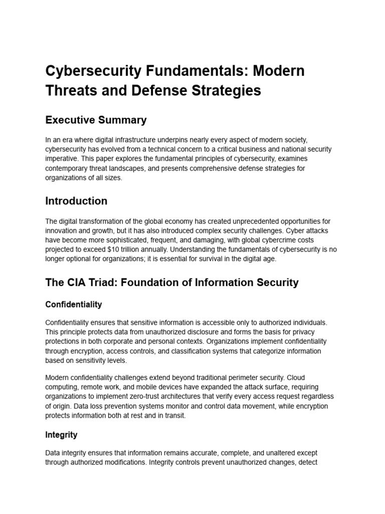Cybersecurity: Threats & Defense Strategies | PDF | Security | Computer ...