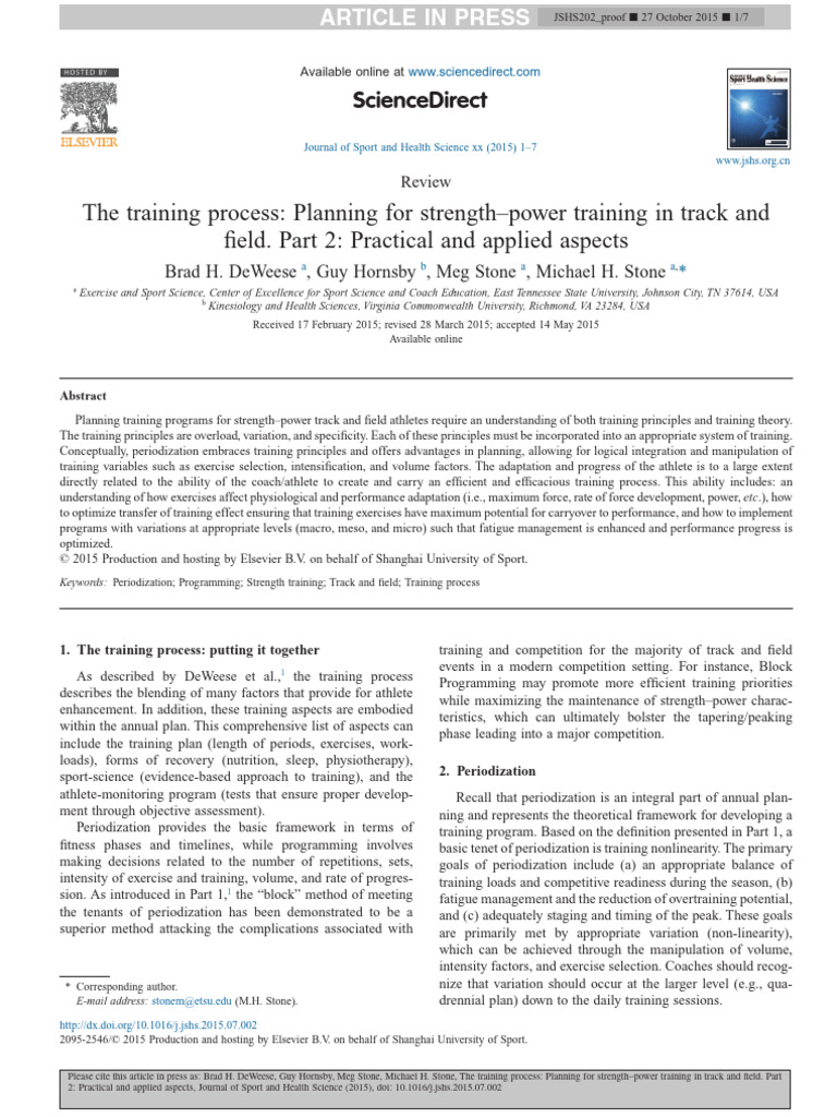 Strength-Power Training in Track & Field | PDF | Strength Training ...