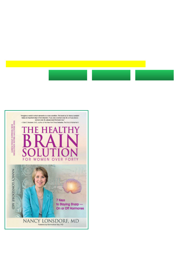 Healthy Brain Solution for Women Over Forty 7 Keys to Sying Sharp On or ...