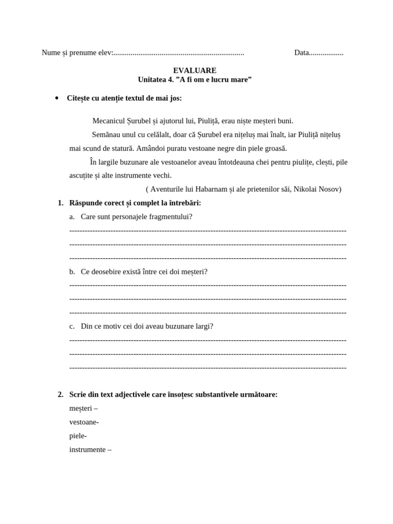 TEST CL 3 (LB Rom) - Unit 4 | PDF