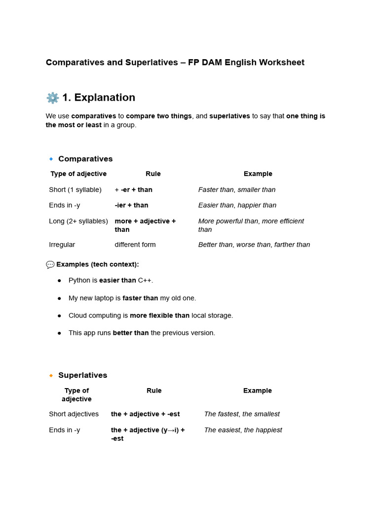 Comparatives and Superlatives – FP DAM English | PDF | Computing | Software