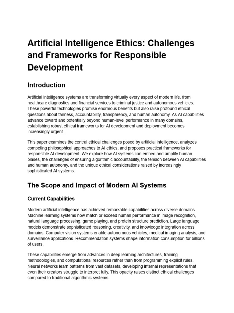 AI Ethics: Challenges and Frameworks | PDF | Artificial Intelligence ...