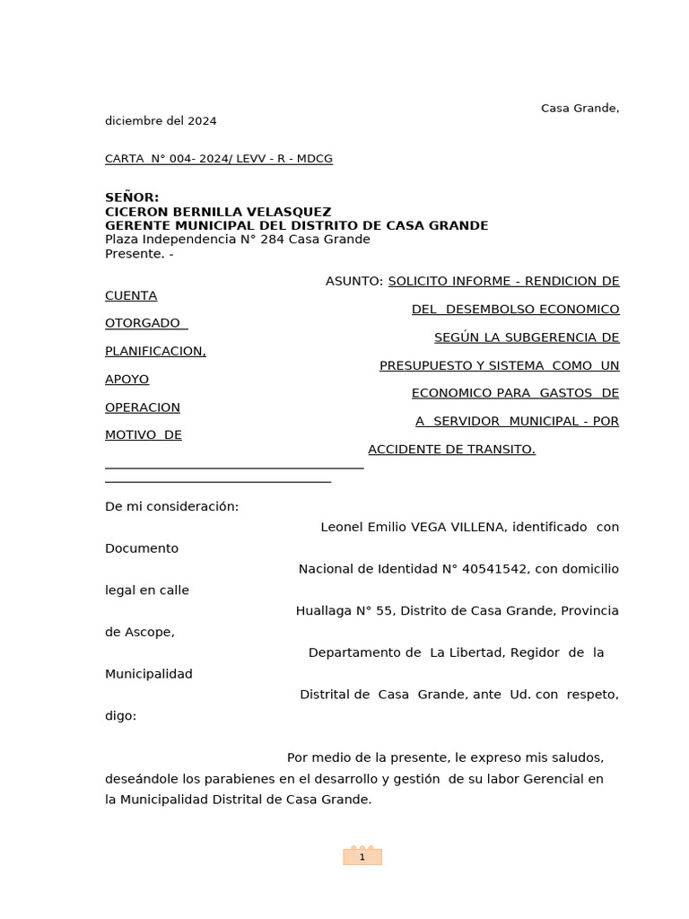 Carta 2 Dic-24 | PDF | Gobierno local | Responsabilidad