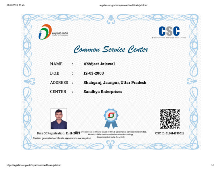 Register - Csc.gov - in Myaccount Certificate Printcert | PDF