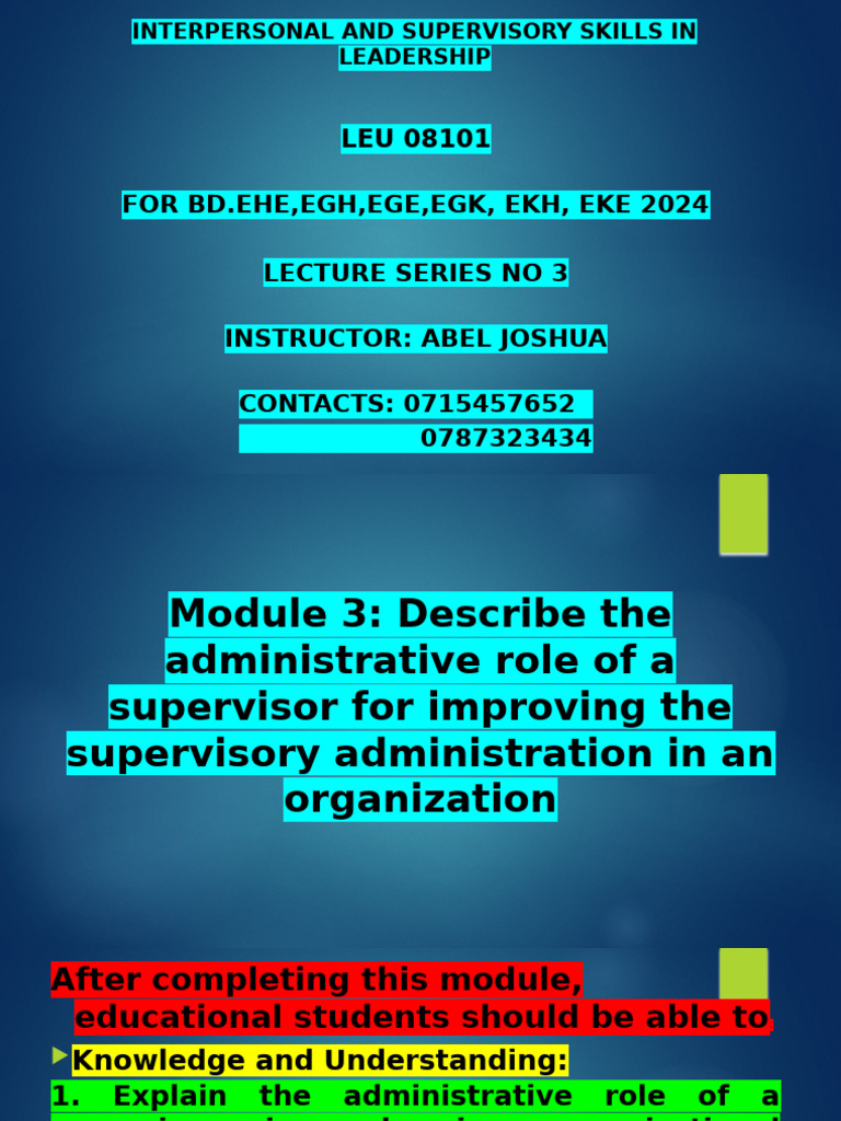 Supervisory Skills for Educational Leaders | PDF | Teachers | Project ...