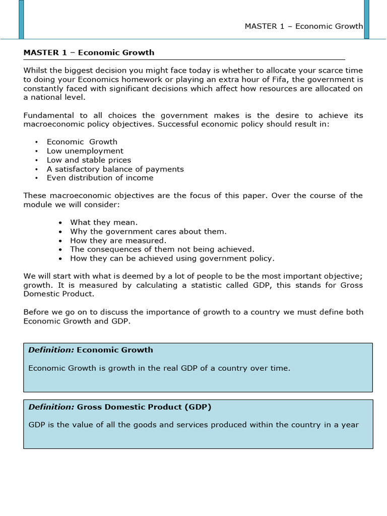 Understanding Economic Growth and GDP | PDF | Economic Growth | Gross ...