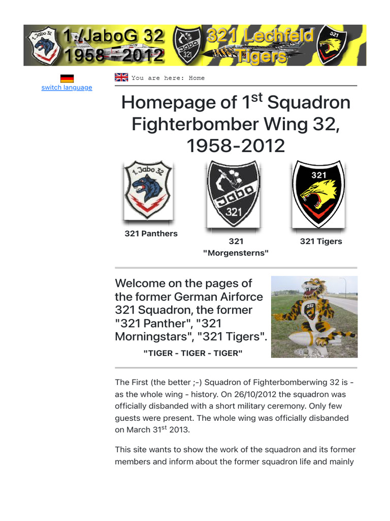 Welcome at The Former 321 Tigers | PDF