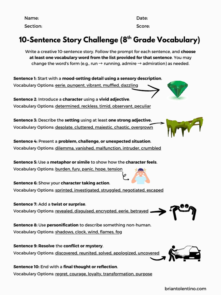 10-Sentence Story Challenge Guide | PDF