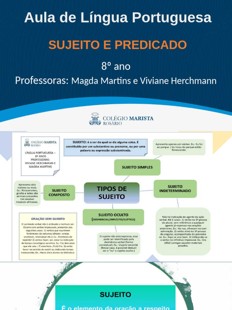 Tipos de Sujeito e Tipos de Predicado | PDF | Assunto (gramática)