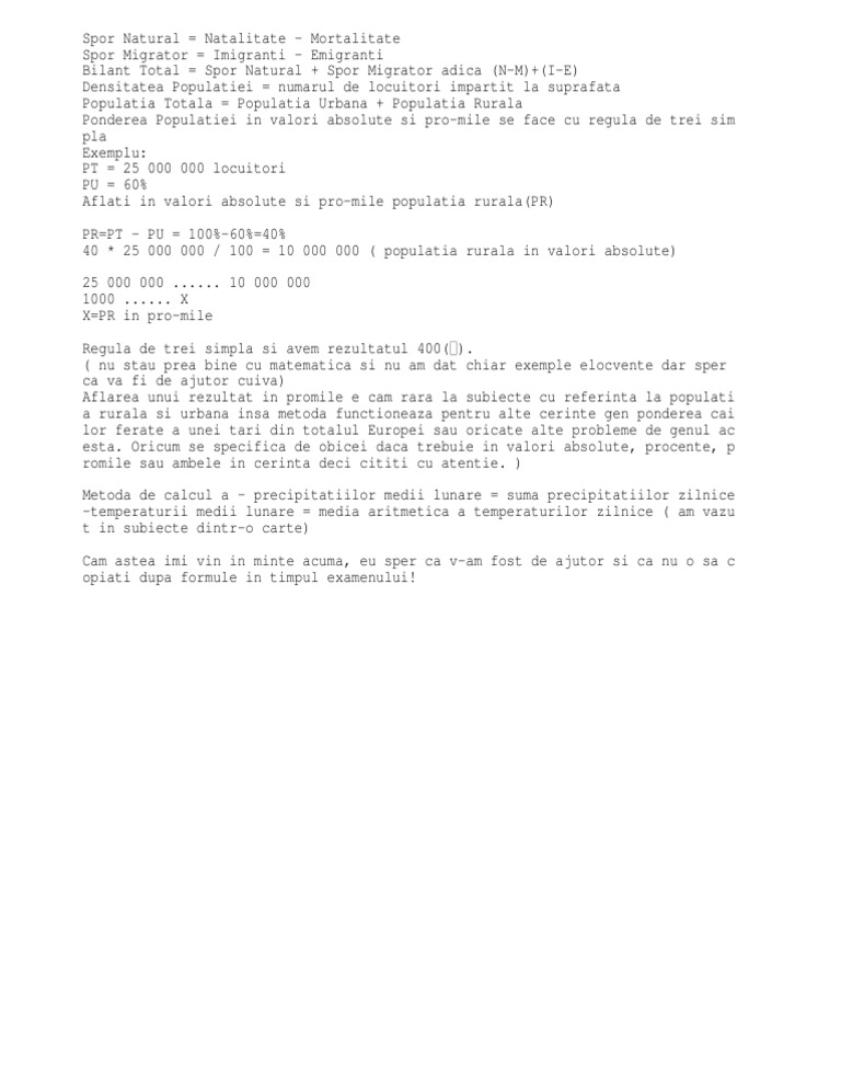 Formule Calcul Geografie | PDF