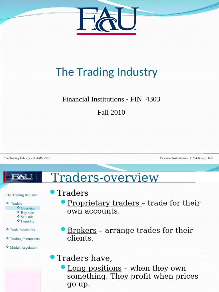 Overview of the Trading Industry | PDF | Derivative (Finance) | Futures ...