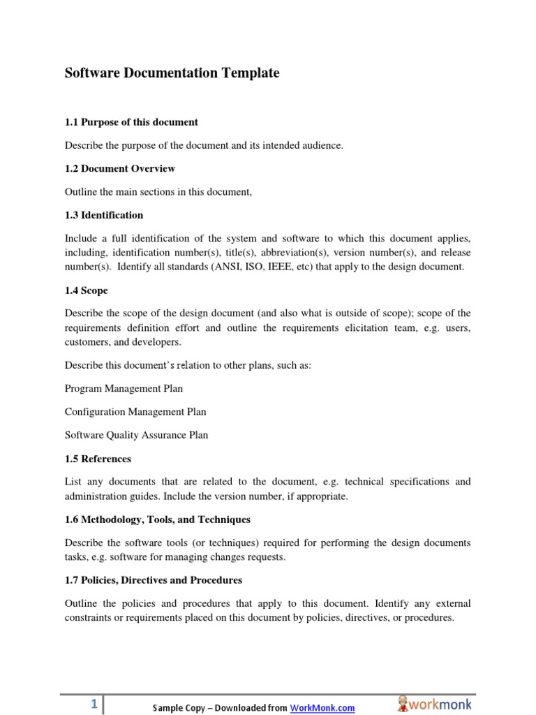 Software Documentation Template | PDF
