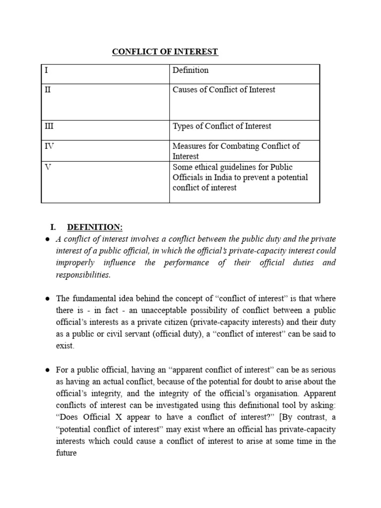 Understanding Conflict of Interest in Public Service | PDF | Conflict ...