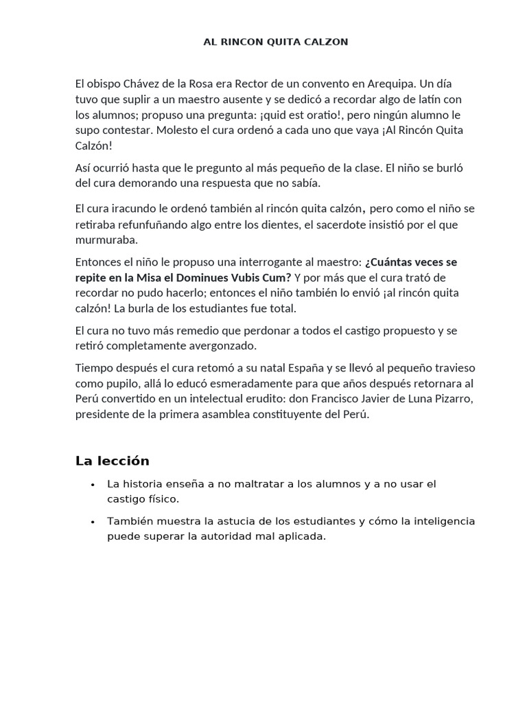 Al Rincon Quita Calzon | PDF