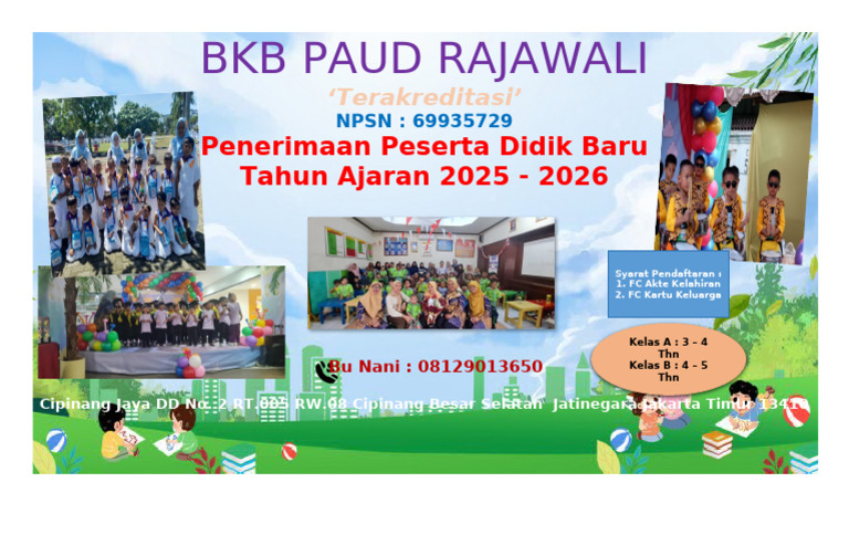 Pendaftaran BKB PAUD Rajawali 2025-2026 | PDF