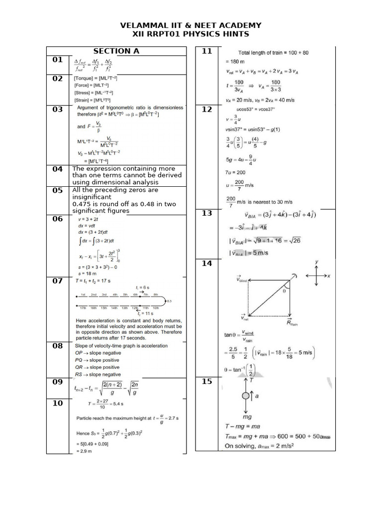 Xii Rrpt01 Phy Hints 30-11-25 | PDF