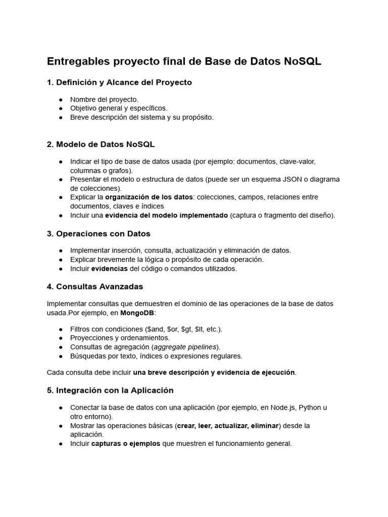 Entregables Proyecto Final de Base de Datos NoSQL | PDF | Bases de ...