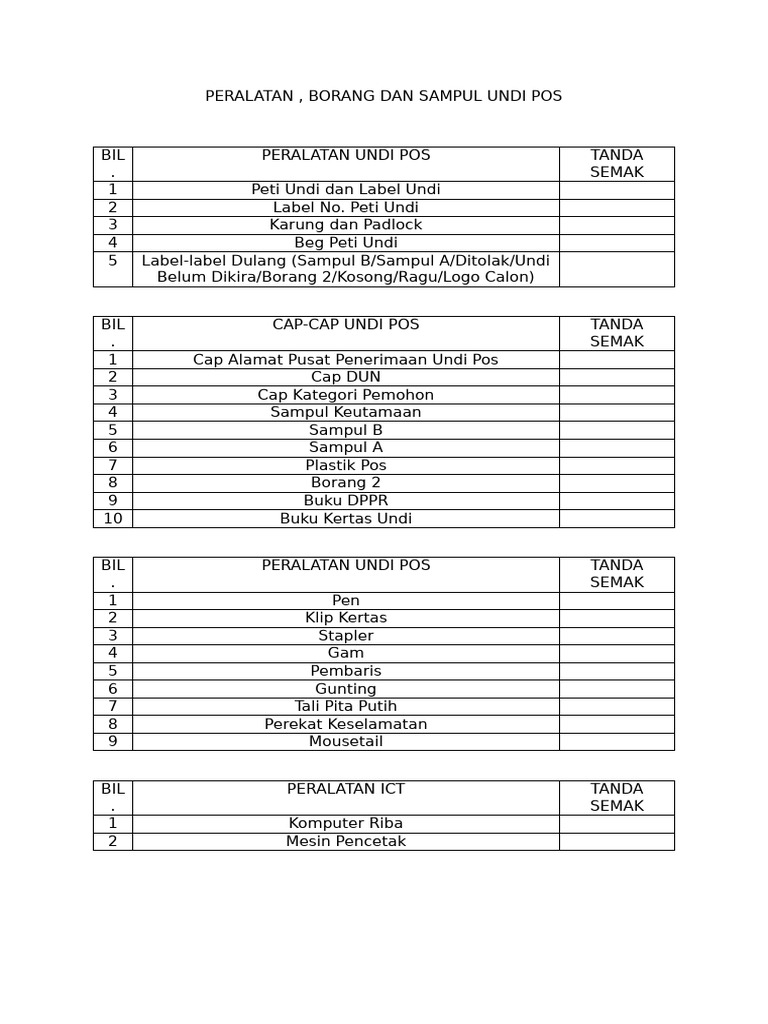 Peralatan dan Sampul Undi Pos Lengkap | PDF