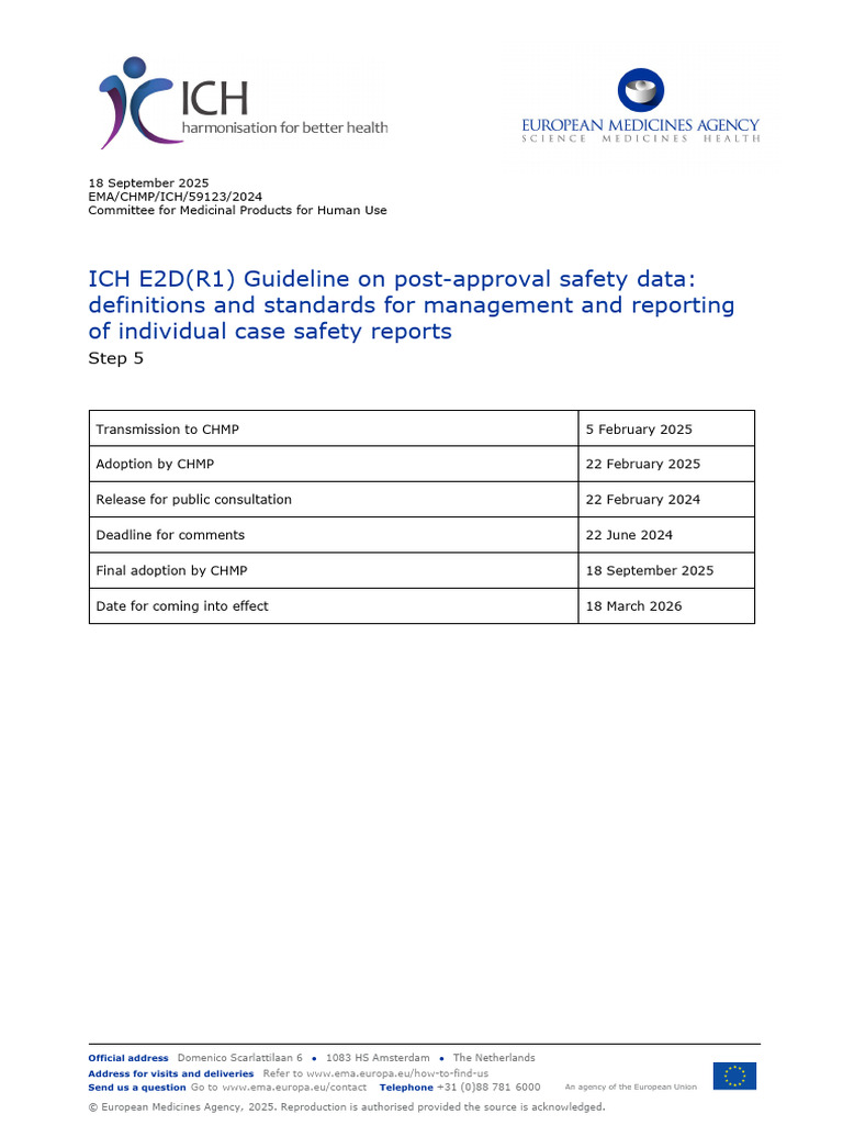 ICH E2D(R1) Safety Data Guidelines | PDF | Pharmacovigilance | Clinical ...