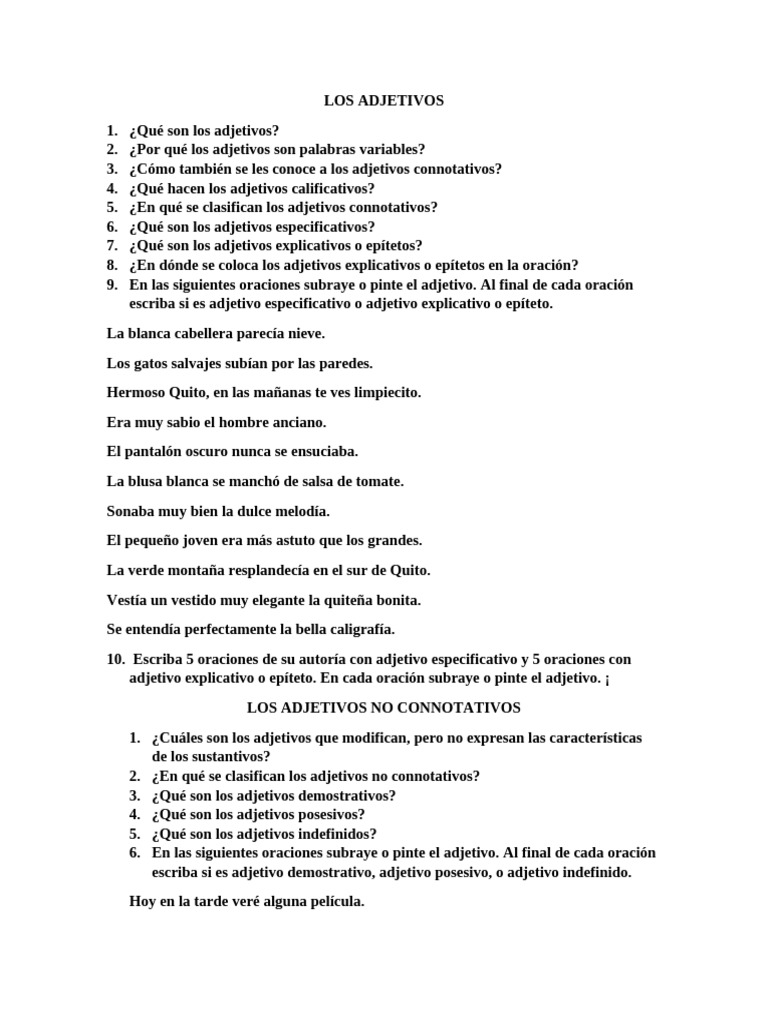 Guía Completa sobre Adjetivos | PDF