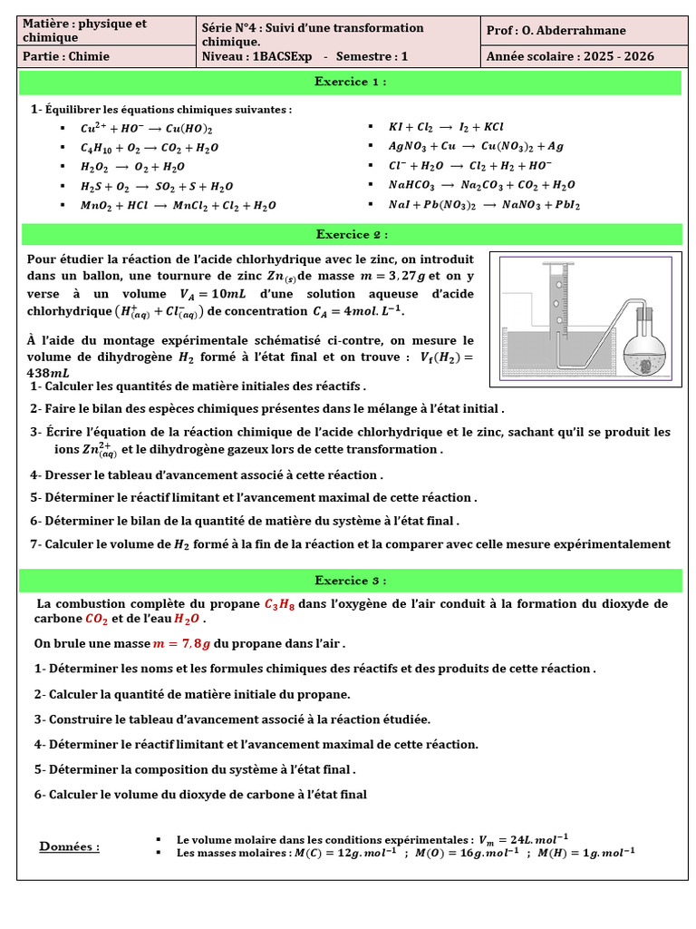 Suivi des Transformations Chimiques en Physique | PDF | Concentration ...