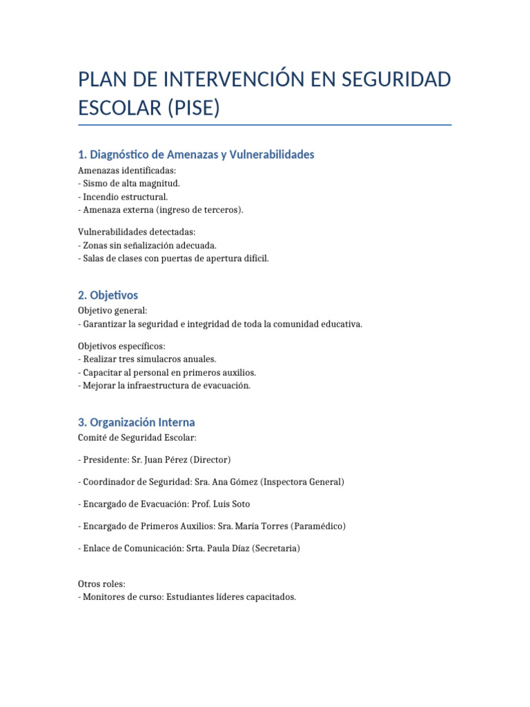 Plan de Seguridad Escolar Integral | PDF