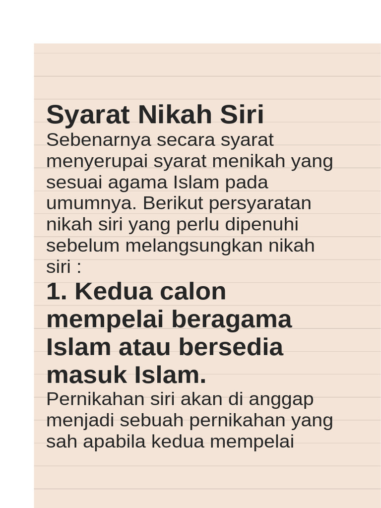 Syarat Sah Nikah Siri dalam Islam | PDF