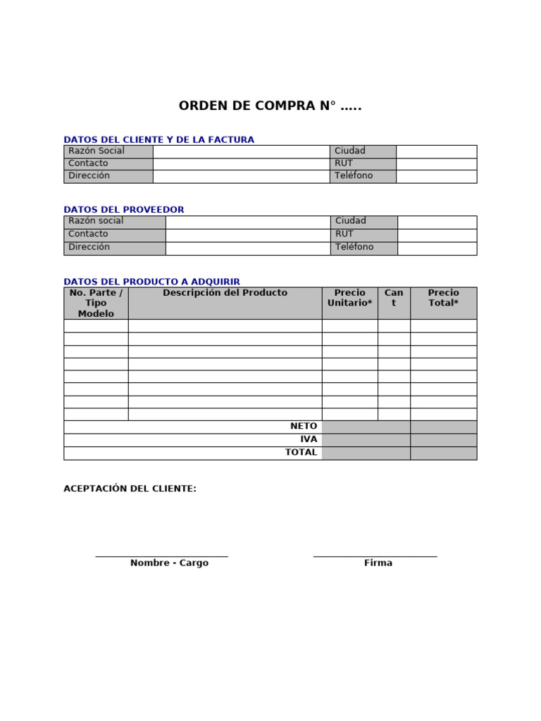 Formato Orden de Compra | PDF